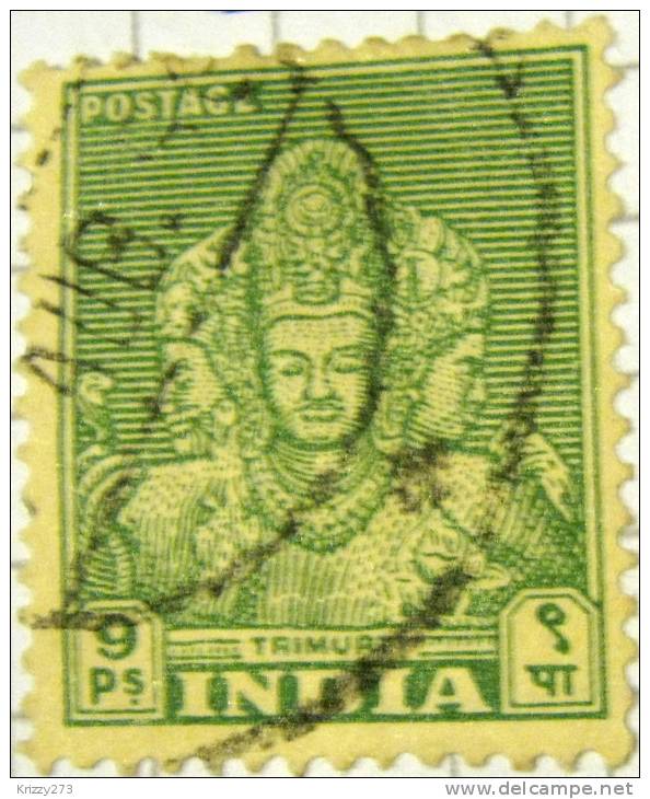 India 1949 Trimurti 9p - Used - Gebruikt