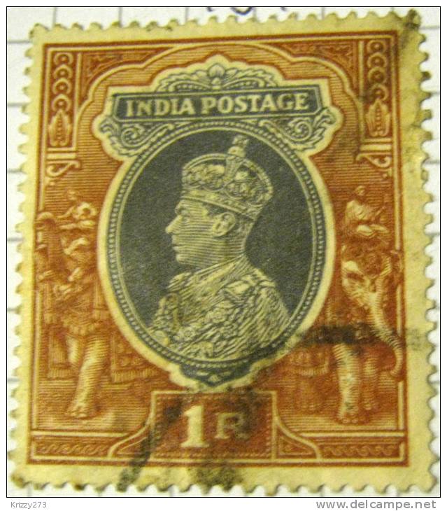 India 1937 King George VI 1r - Used - Used Stamps