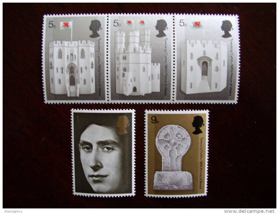 GB 1969 INVESTITURE Of H.R.H. The PRINCE Of WALES Issue 1st.July MNH Full Set Five Stamps To 1s. - Unused Stamps