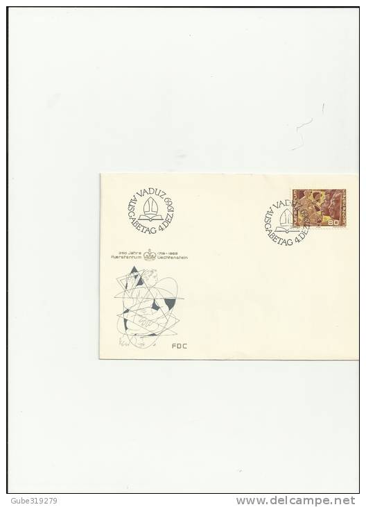 LIECHTENSTEIN 1969- FDC 250 YEARS PRINCIPALITY W/ 1 STAMP OF CHF 0,80 YVERT 461 POSTMARKED 4.12.1969 RE 65-2 GN - Otros & Sin Clasificación