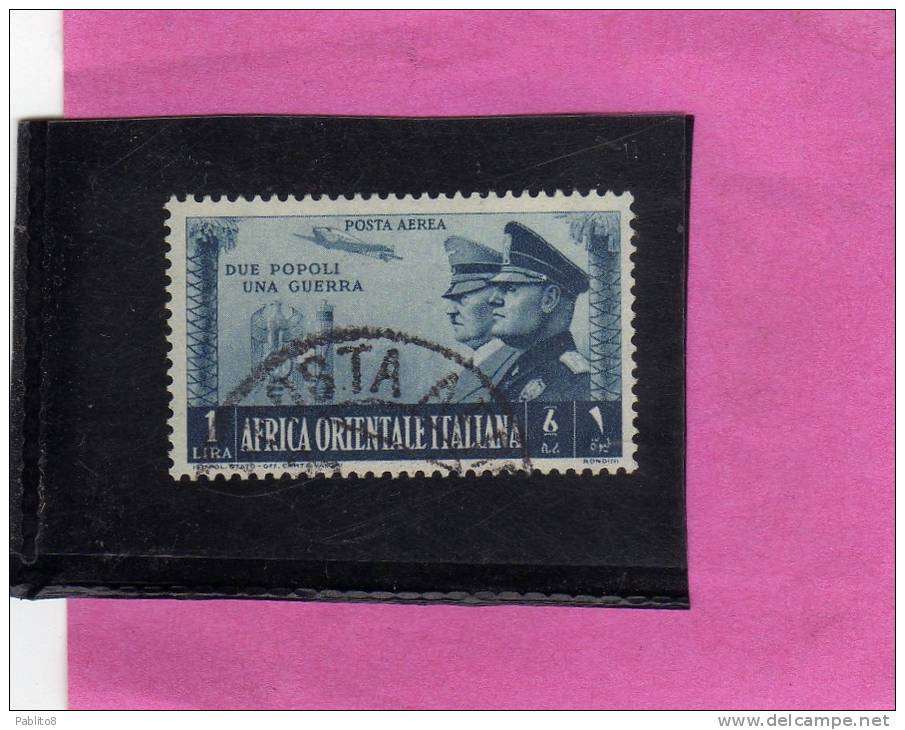 AFRICA ORIENTALE ITALIANA 1941 ASSE ITALO-TEDESCA L. 1,25 TIMBRATO - Afrique Orientale Italienne