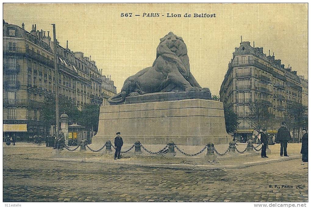 75  PARIS  -   Lion De Belfort  ( Carte Toillée Couleur ) - Distretto: 14