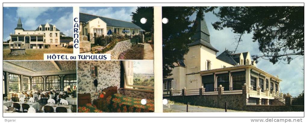 CP. 56 . CARNAC . HOTEL DU TUMULUS . CARTE PUBLICITAIRE DOUBLE - Carnac