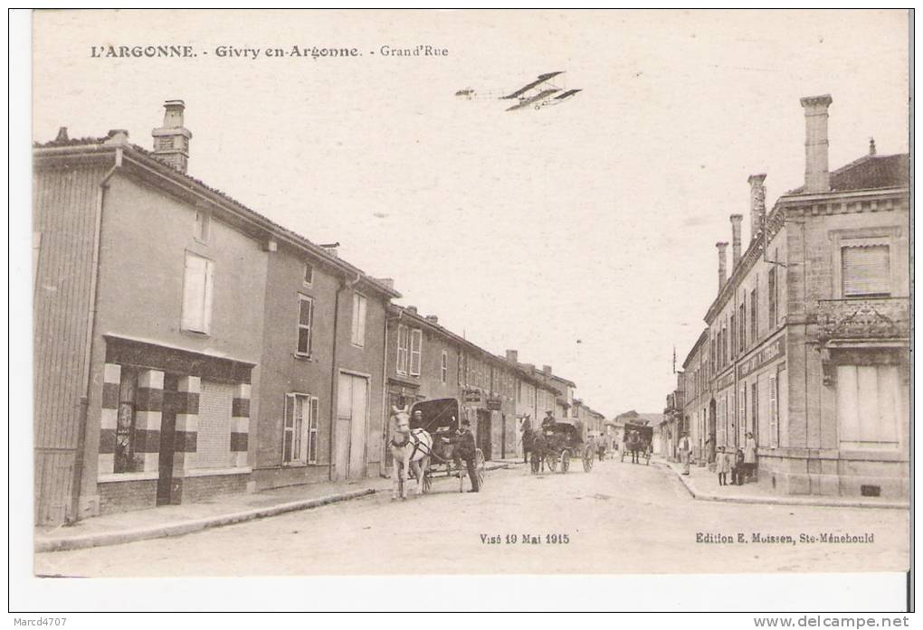 GIVRY En ARGONNE 51 L' Argonne La Grande Rue Avec Animation Et Avion Véritable CPA - Givry En Argonne