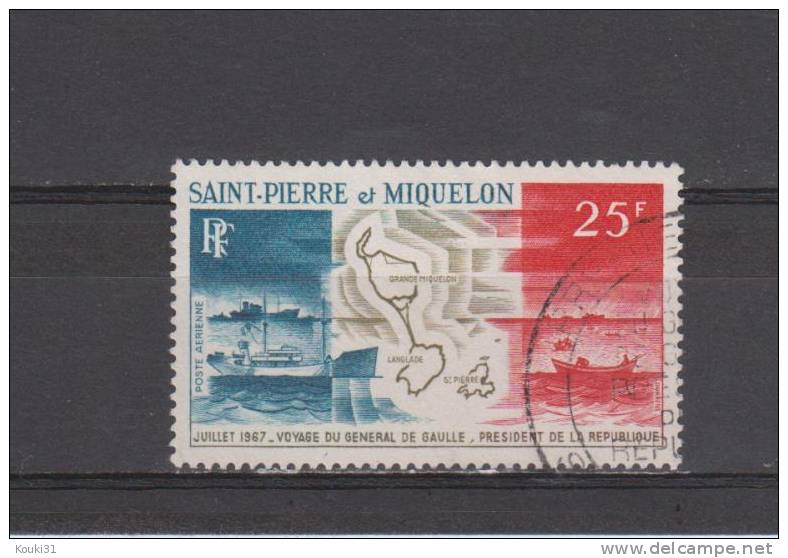 SPM YT PA 38 Obl : De Gaulle , Bateau , Carte - Used Stamps
