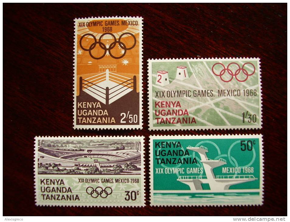 KUT 1968 OLYMPIC GAMES, MEXICO Issue 4 Values To 2/50  MNH. - Kenya, Uganda & Tanzania