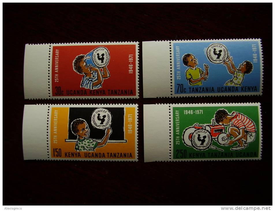 KUT 1972 25th.Anniv Of UNICEF Issue 4 Values To 2/50  MNH. - Kenya, Uganda & Tanzania