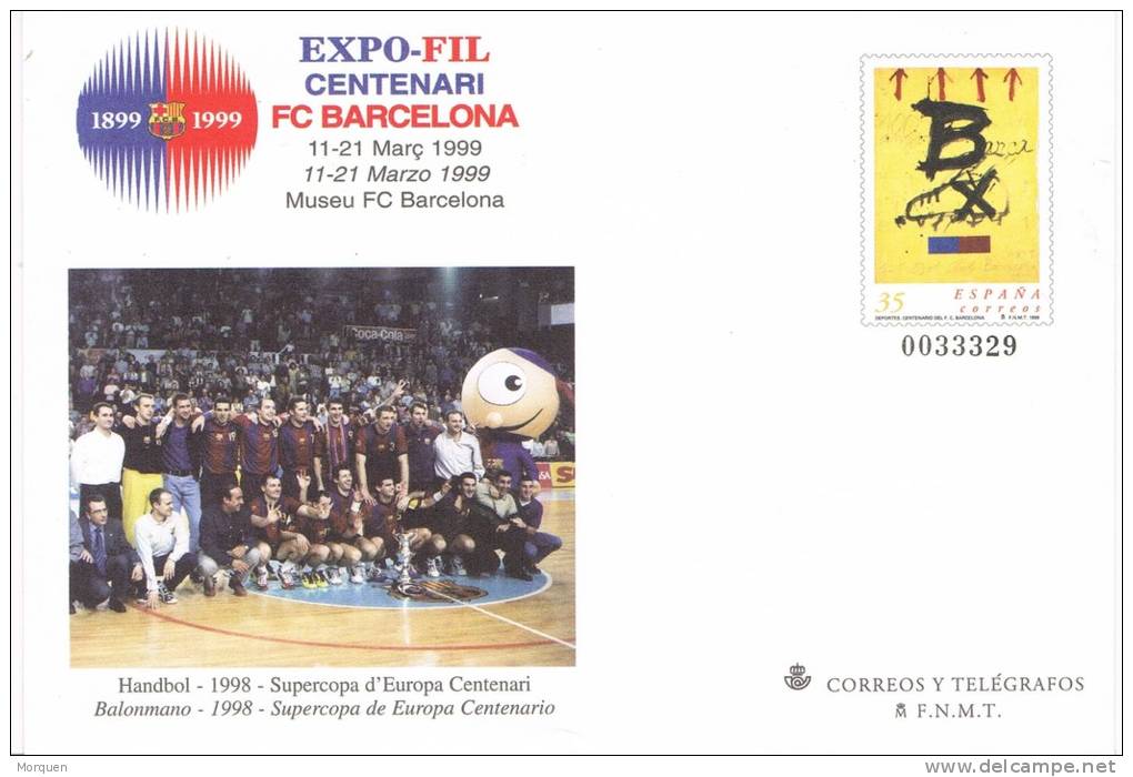 Entero Postal 35 Pts BARCELONA 1999- Futbol Centenari Barça.  Num 52 ** - 1931-....