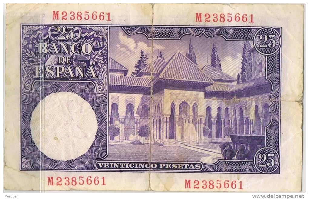 Billete  España 25 Pts  1954, Isaac Albeniz Compositor - 25 Pesetas