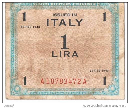 ITALY BANKNOTE 1 LIRA 1943 AMC Allied Military - Andere & Zonder Classificatie