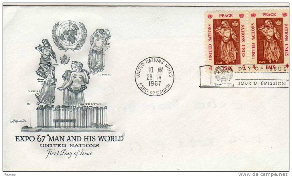 FDC 1967, NEW YORK, United Nations, Estado Unidos,Expo Man And His World - FDC