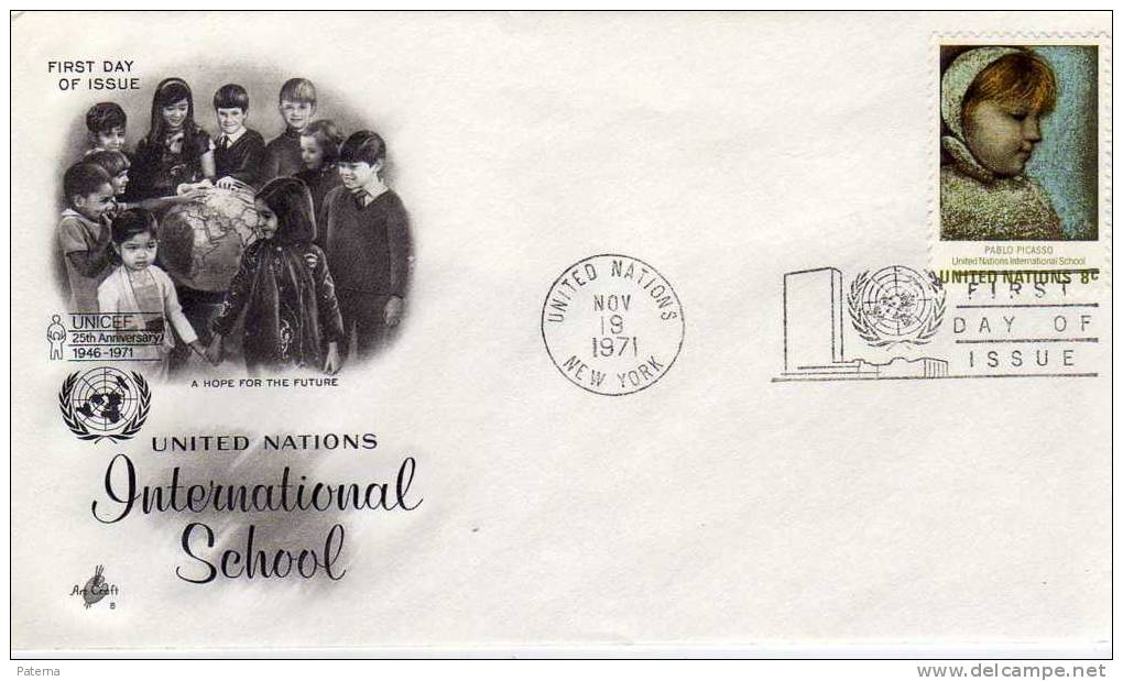 FDC 1971, NEW YORK, United Nations, Estado Unidos,internacional School - FDC