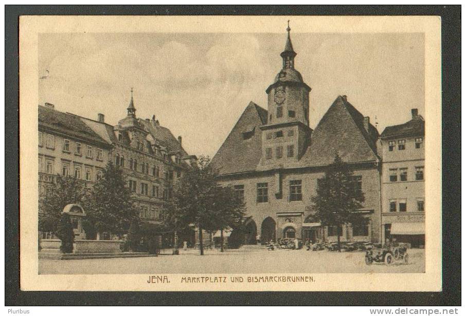 JENA, MARKTPLATZ UND BISMARCKBRUNNEN, OLD POSTCARD, 1923 TO ESTONIA - Jena