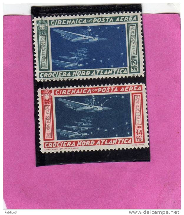 CIRENAICA 1933 POSTA AEREA AIR MAIL CROCIERA BALBO CRUISE SERIE COMPLETA COMPLETE SET  MNH - Cirenaica