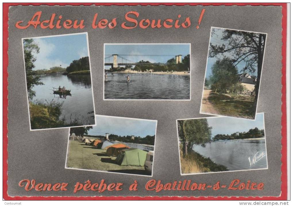 CPSM 45 CHATILLON SUR LOIRE Excellent Coin De Pêche Avec Plage Et Camping  Multi Vues  * Format CPM - Chatillon Sur Loire