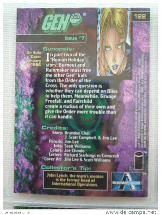 TRADING CARD GEN 13 N° 122 ISSUE # 7 ON SALE DATE : JANUARY 1996 - Otros & Sin Clasificación