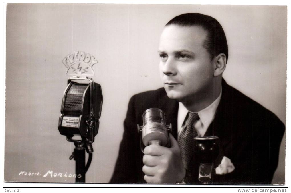 CARTE PHOTO : LE SPEAKER ROBERT MONLONG ANIMATEUR RADIO DU TOUR DE FRANCE CYCLISTE METIER Micro Freddy - Autres & Non Classés