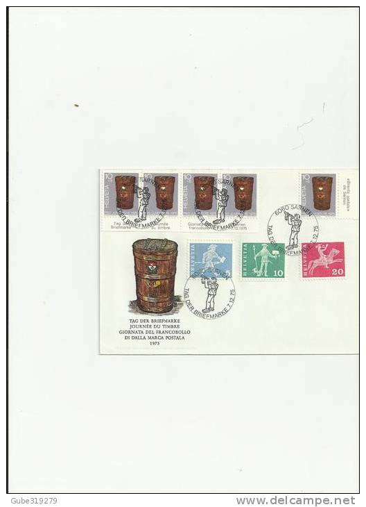 SWITZERLAND PRO JUVENTUTE 1975 -SPECIAL COVER DAY OF THE S  MILLER NR 1062 (5 STAMPS+3) POSTMAR. 7/12/1975 REF 24 PR JU - Brieven En Documenten