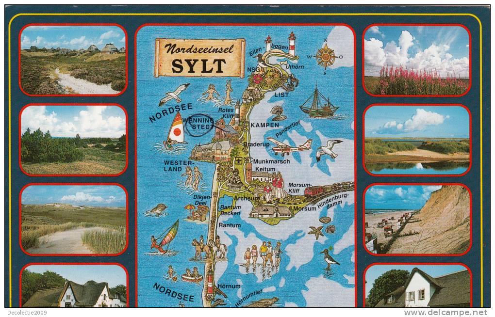 B35227 Sylt Multi Views Map Cartes Geographiques Used Perfect Shape - Sylt