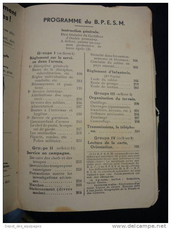 RARE MANUEL  INSTRUCTION MILITAIRE   1938   -  336 pages  - à voir .........