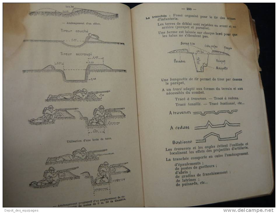 RARE MANUEL  INSTRUCTION MILITAIRE   1938   -  336 pages  - à voir .........