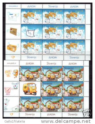 2008-SLOVENIA EUROPA CEPT - LE LETTERE - 2 MINIFOGLI DA 8 FRANCOBOLLI. MNH - 2008