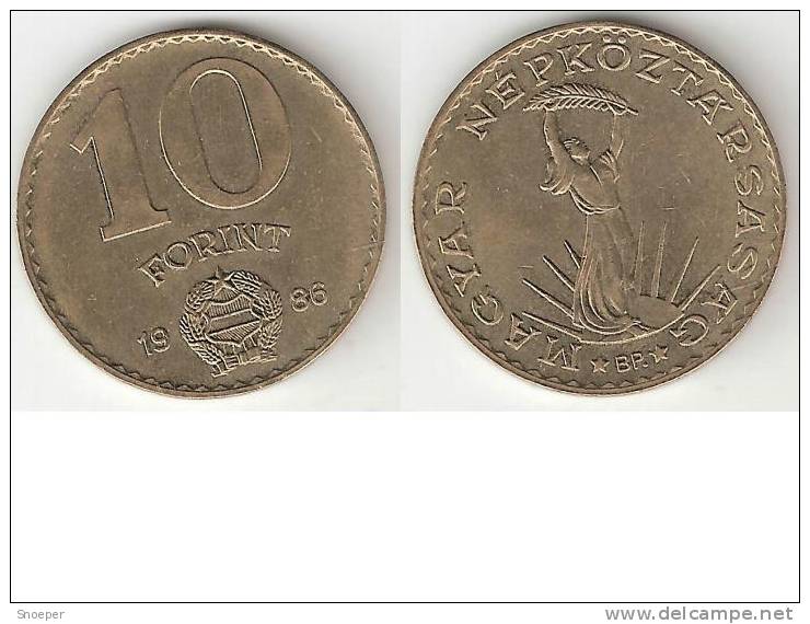 Hungary 10 Forint  1986  Km 636   Xf +!!! - Hongrie