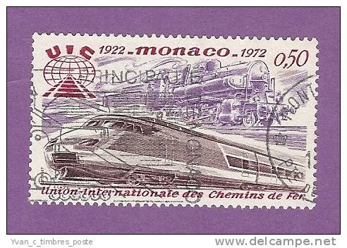 MONACO TIMBRE N° 879 OBLITERE LOCOMOTIVE ANCIENNE ET MODERNE - Other & Unclassified