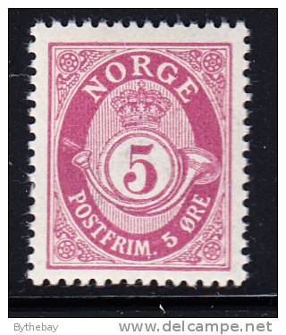 Norway Scott #78 MH 5o Magenta Numeral And Post Horn Plate Flaw Lower Left Frameline - Ongebruikt