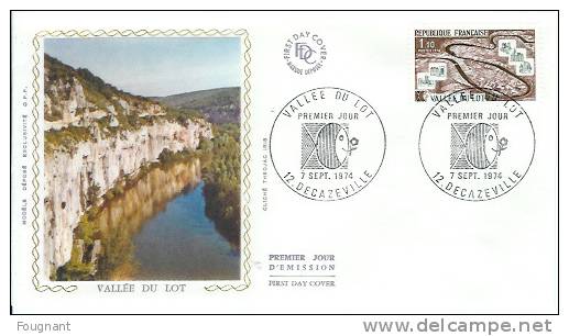 France:1974:Timbre 1807:FDC SOIE:La Vallée Du Lot.Parfait état. - Other & Unclassified