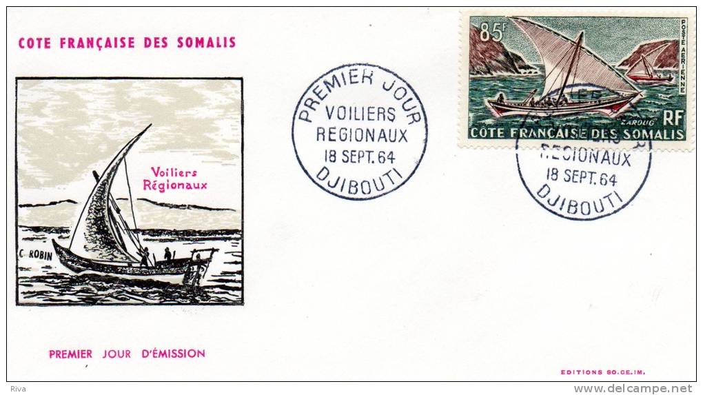 Pli En 1° Jour Du 18/9/1964 Djibouti (Voiliers Regionaux ) - Somalië (1960-...)