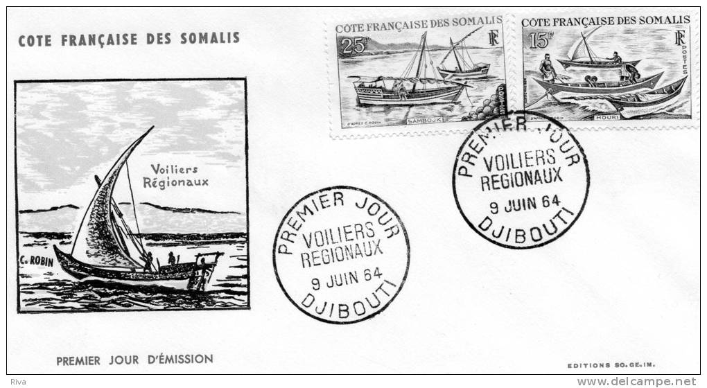 Pli En 1° Jour Du 9/6/1964 Djibouti (Voiliers Regionaux ) - Somalia (1960-...)