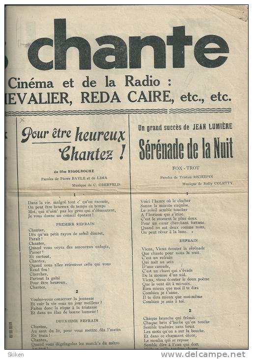 TOUT PARIS CHANTE  Les Grands Succès Des Vedettes Du Cinéma Et De La Radio - Autres & Non Classés