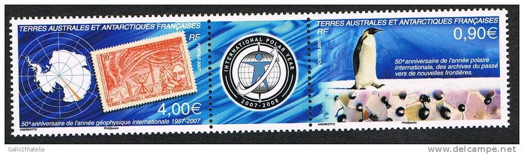 2007-2008 T.A.A.F. - INTERNATIONAL POLAR YEAR. STRISCIA 2 FRANCOBOLLI. MNH - Ungebraucht