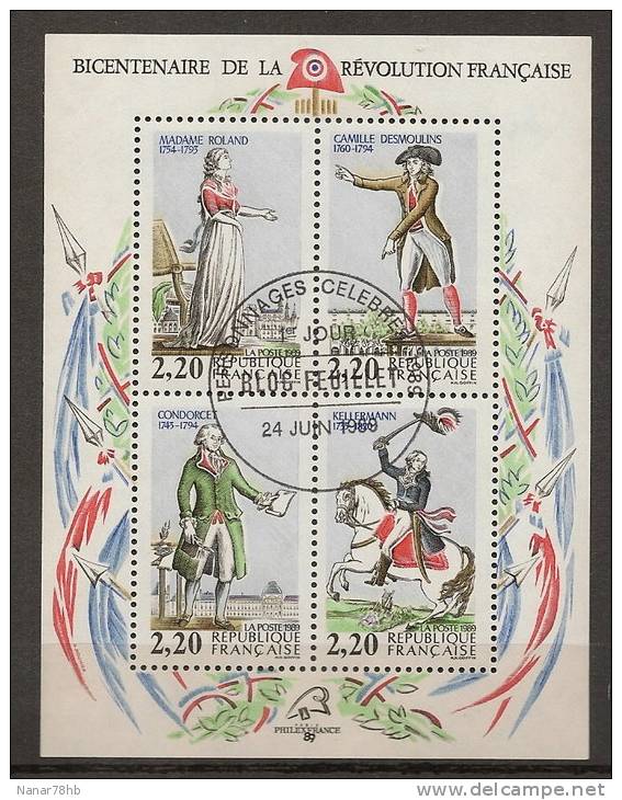 (c) Bloc Feuillet N°10 Personnages Célèbres De La Révolution (oblitéré 1er Jour) - Foglietti Commemorativi