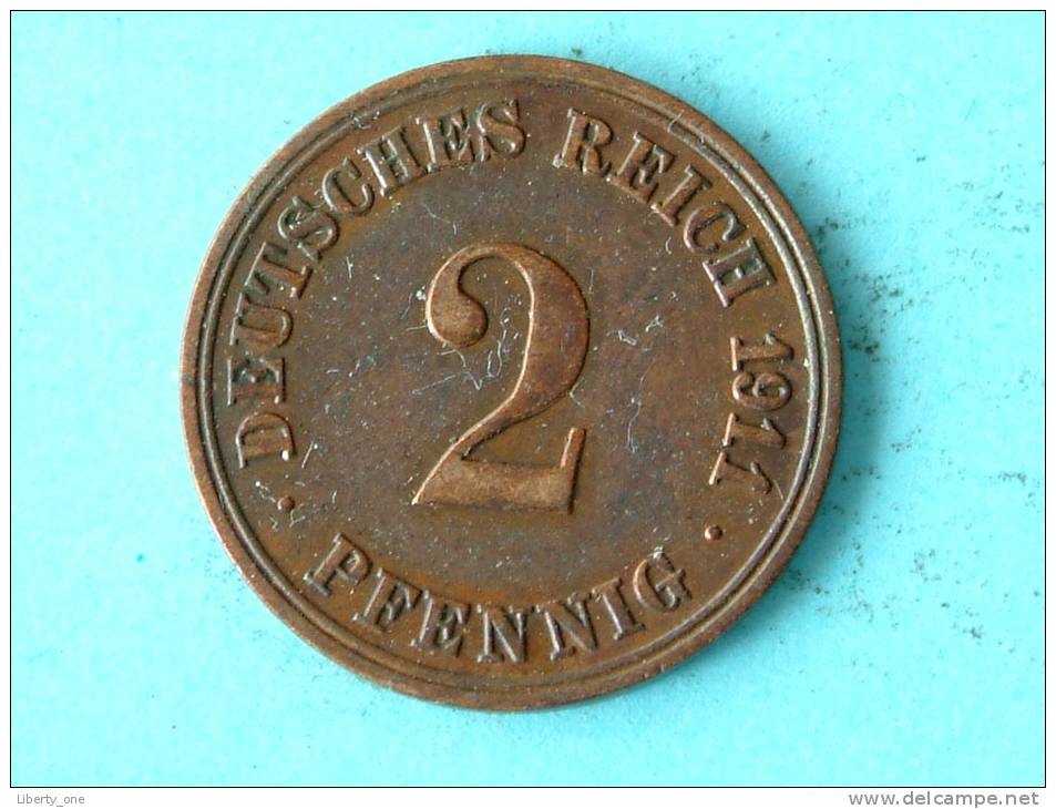 1911 A - 2 PFENNIG / KM 16 ( Uncleaned / For Grade , Please See Photo ) ! - 2 Pfennig