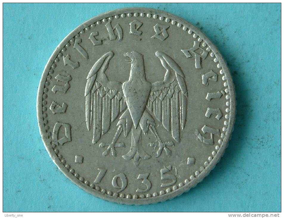 1935 A - 50 REICHSPFENNIG / KM 87 ( Uncleaned / For Grade , Please See Photo ) ! - 50 Reichspfennig