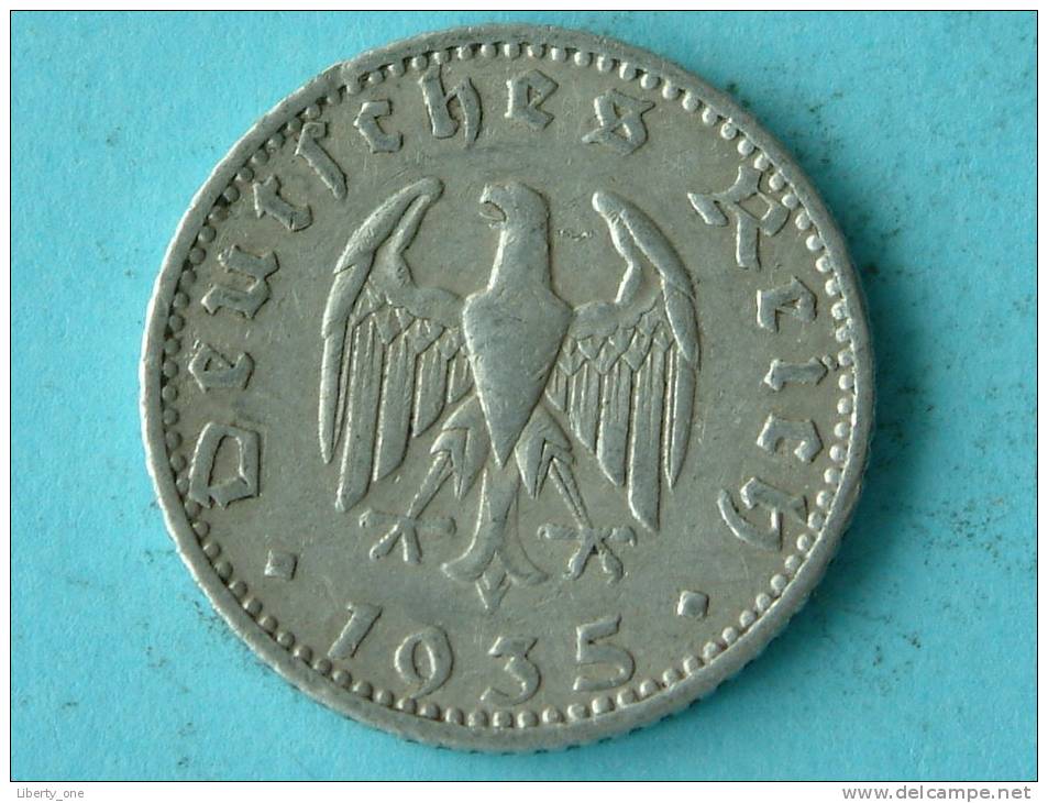 1935 J - 50 REICHSPFENNIG / KM 87 ( Uncleaned / For Grade , Please See Photo ) ! - 50 Reichspfennig