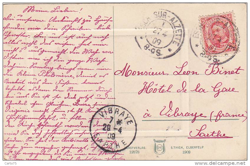 Luxembourg - Alzettetal - Vallée De L'Alzette - Carte Gaufrée - Oblitération 1909 Esch Vibraye Sarthe - Esch-Alzette