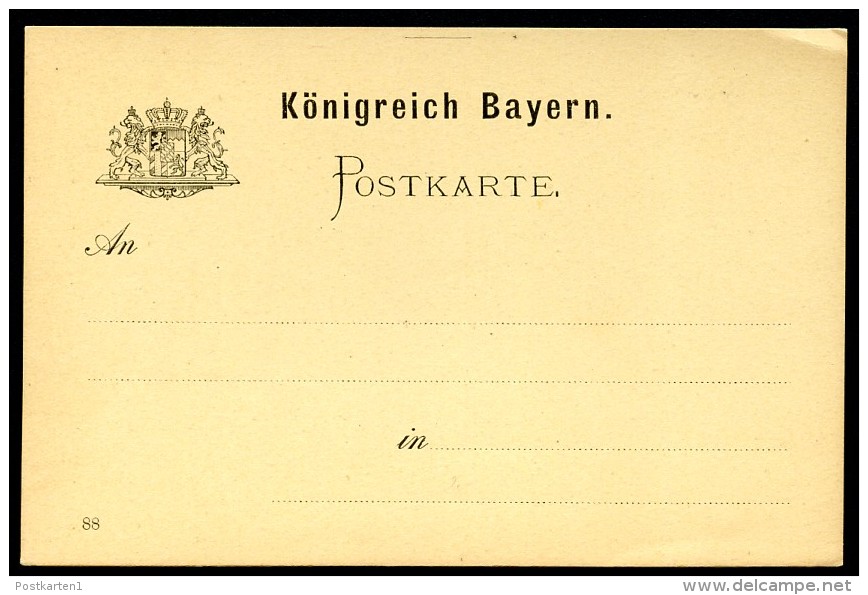 BAYERN Postkarten-Vordruck 1888 - Brieven En Documenten