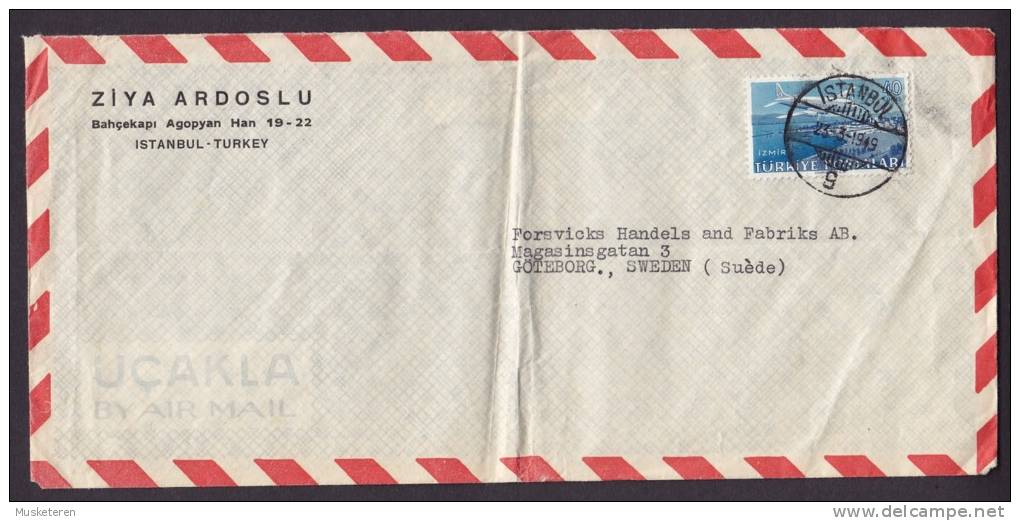 Turkey Airmail ZIYA ARDOSLU Deluxe ISTANBUL 1949 Cover To GOTHENBURG Sweden - Airmail