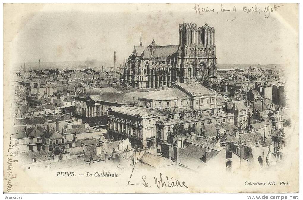 REIMS - LA CATHÉDRALE, PRECURSEUR, TRÉS BEAU CLICHÉ - 2 SCANS - Reims