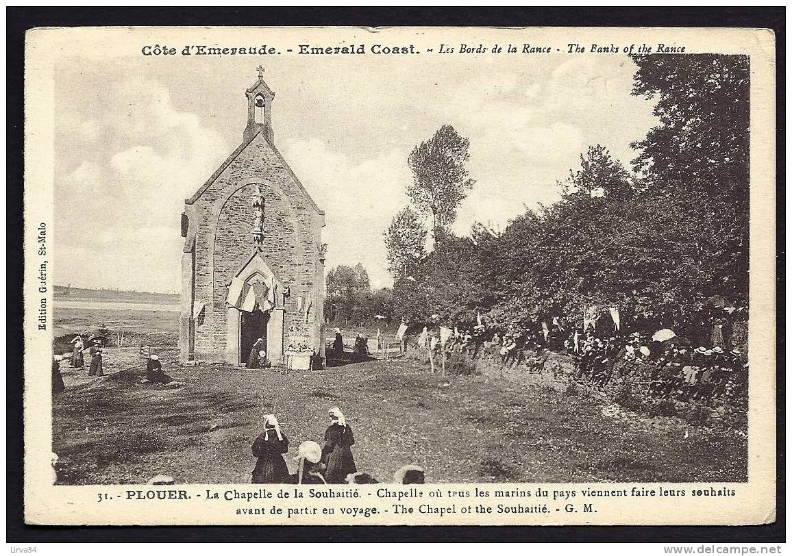 CPA  ANCIENNE- FRANCE- PLOUËR (22)- LA CHAPELLE DE LA SOUHAITÉ AVEC TRES BELLE ANIMATION-  GROS PLAN - Plouër-sur-Rance