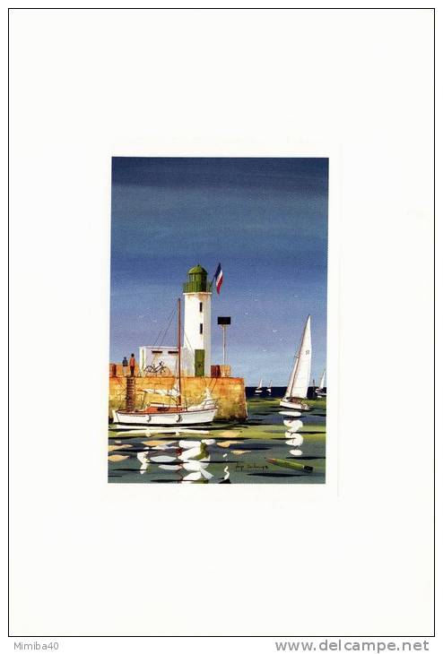 LA FLOTTE-en-RE - Le Phare - Aquarelle De PH. Deschamps - Poitou-Charentes