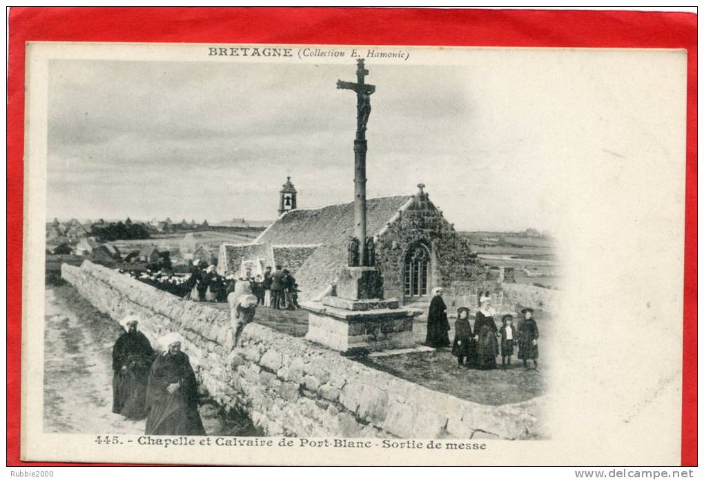 PORT BLANC COMMUNE DE PENVENAN 1900 CHAPELLE ET CALVAIRE SORTIE DE MESSE CARTE PRECURSEUR EN TRES BON ETAT - Penvénan