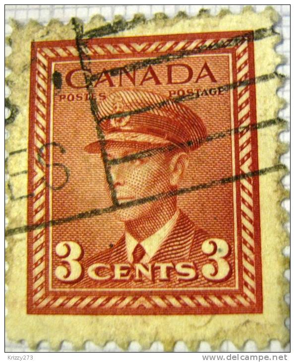 Canada 1942 King George VI In Military Uniform 3c - Used - Oblitérés