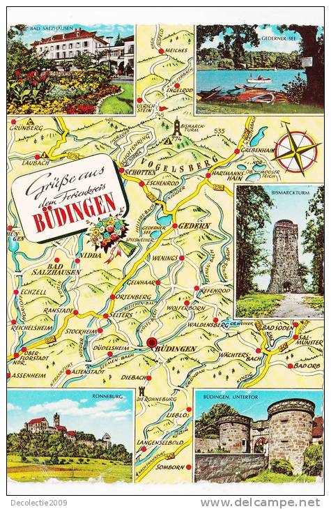 B35446 Budingen Map Cartes Geographiques Used Good Shape - Wetterau - Kreis