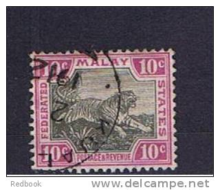 RB 773 - Federated Malay States 10c SG 43  -  Fine Used Stamp - Federated Malay States
