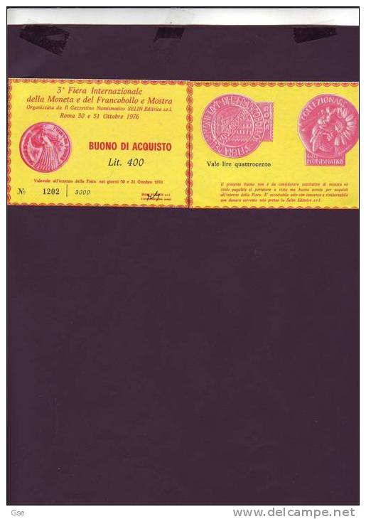 Roma 1976 - Fiera Intern. Della Moneta E Del Francobollo - Buono Di Acquisto - Unclassified