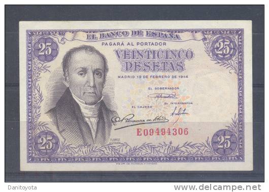 EDIFIL 450a.  25 PTAS 19 FEBRERO DE 1946 SERIE E. SIN CIRCULAR - 25 Peseten